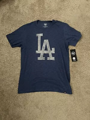 Los Angeles Dodgers Giant LA Logo '47 Brand Dye House Blue TShirt Size Large NWT • $16