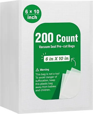 200 6 X10  Bags Food Magic Seal 4 Mil For Vacuum Food Storage Sealer Bags • $22.95