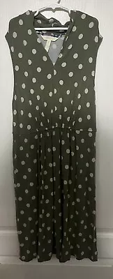 Matilda Jane Dress Medium Women Green Ivory Polka Dot Knee Length Elastic Waist • $10