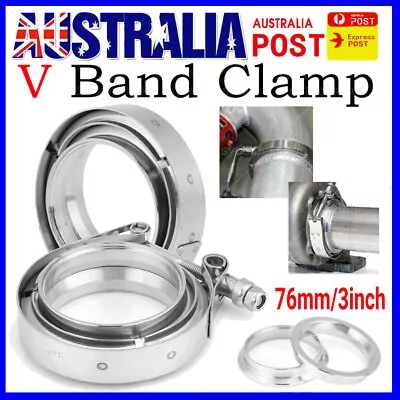 2x 3  Inch 76mm Stainless V-band Vband Clamp Mild Steel Flanges Exhaust Downpipe • $40.89