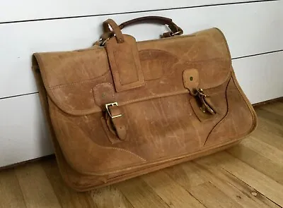 Vintage ORVIS/ GOKEY  Tan Heavy Saddle 100% Leather Briefcase / Messenger Bag  • $149.60