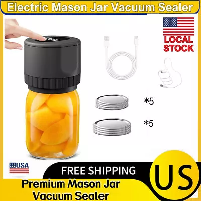 Mason Jar Vacuum Ever Sealer Electric Kit Automatic Cordless Can Sealing Machine • $19.99