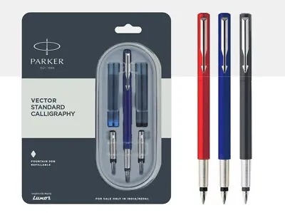 £15.46 • Buy Parker Vector Standard Calligraphy Fountain Pen With Stainless Steel Trim