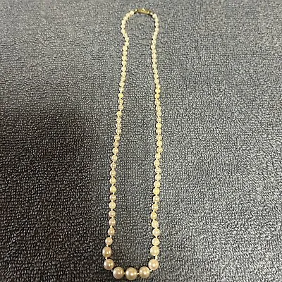 Antique Akoya Saltwater Cultured Pearl Necklace Graduated 14k Clasp • $178.19