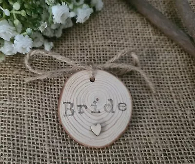 £1.75 • Buy Rustic Wedding Place Cards Mini Wooden Log Slice Personalised Place Setting DECO
