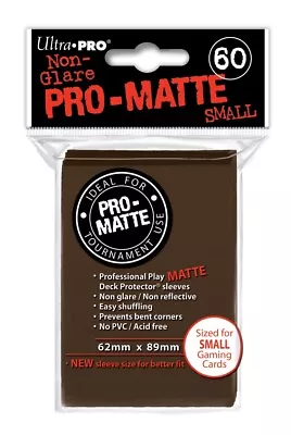 Pro-Matte Small Size Deck Protector Sleeves 62mm X 89mm: Brown 60ct • $3.11