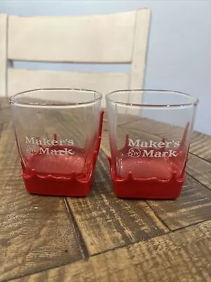 🔴pair Of Maker's Mark Wax Dipped Rocks Glasses Whiskey Bourbon 🥃 • $19.90