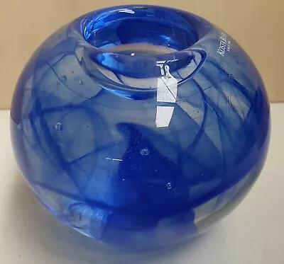 Kosta Boda Blue Moon Candleholder C2001-14 Blue Glass Votive Holder Swedish 10cm • $48