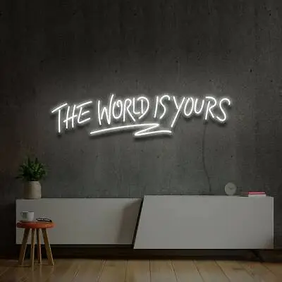 $83.99 • Buy Custom Neon Sign THE WORLD IS YOURS LED Night Light Wall Wedding Party Bar Decor