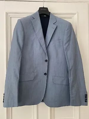 New Hardy Amies Pale Blue Mens Linen Suit Size 40 Jacket Size 34 Trousers • £30
