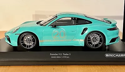 Minichamps 1:18 Scale Porsche 911 992 Turbo S 2021 Mint Green • £110