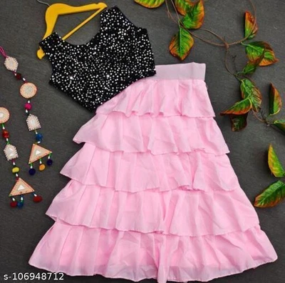 $37.29 • Buy NEW SEQUENCE LEHENGA AND CHOLI FOR ETHNIC,WEDDING FOR KIDS, Taffeta Silk, Ruffle