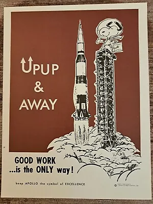 Vintage NASA Snoopy Up Up & Away Space Poster Excellent Condition Small 10.5 X8  • $85.50