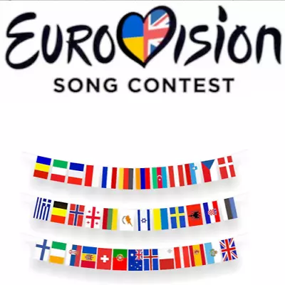 15 Metre 37 Eurovision 2024 Nations SWEDEN UK UKRAINE Fabric Flags Party Bunting • £9.75