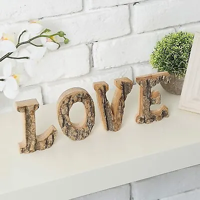 £16.12 • Buy Rustic Exposed Wood 4 Inch Block Letters Love Sign, Decorative Mantel Word Sign