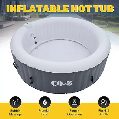 Inflatable Hot Tub With 130 Jets 2-6 Person Spa Pool For Home Sauna Baths Gray • $385.77