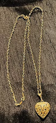 Vintage Avon Gold Chain Necklace 31” W/Filigree Heart Exquisite • $19.99