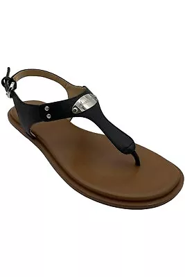 Michael Kors Women's MK Plate Flat Thong Sandals Black • $44.99