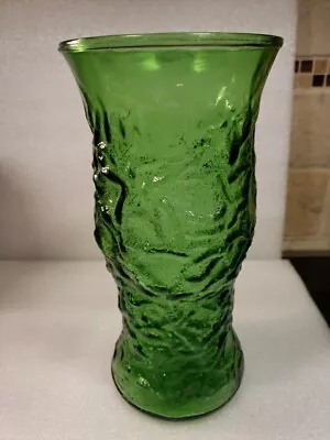 Vintage~E.O. BRODY~ Emerald Green~Crinkle Glass~9-1/2”Tx4.5 W Vase U.S.A.(DR8) • $9.99