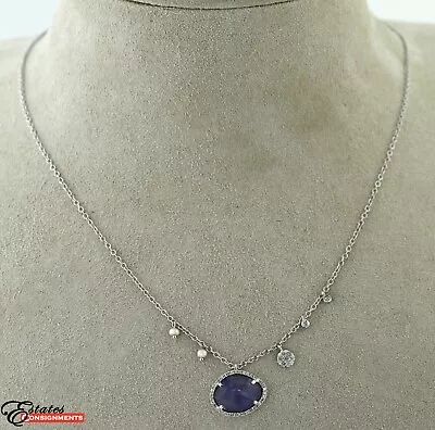 Meira T Tanzanite Diamonds And Pearls 14k White Gold Necklace • $899