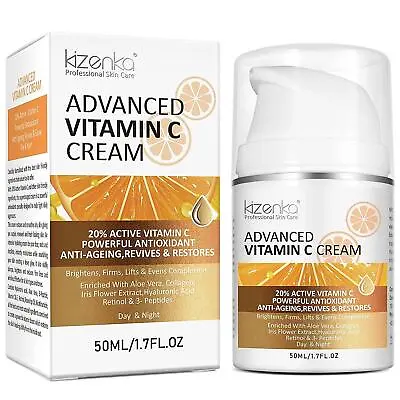 Anti Aging Vitamin C Cream 20% Vitamin Enriched With Aloe And Collagen Face Neck • £6.98