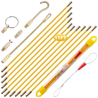 Boeray 11' Fiberglass Running Electrical Wire Cable Pulling Fish Tape Kit Wit... • $31.15