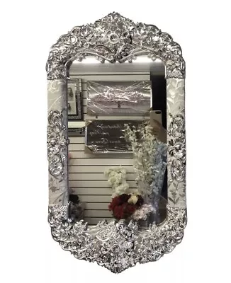 Large Ornate Frame Leaner Wall Mount Mirror Silver 45x85cm • £44.99