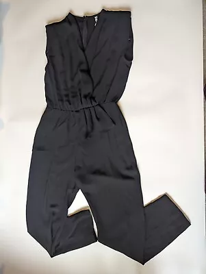 MANGO Suit Size Medium Black Formal Jumpsuit Tank Pant Peplum Business • $34.99