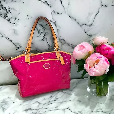 COACH Peyton Signature Handbag Tote Hot Pink Patent Leather F20028 • $42