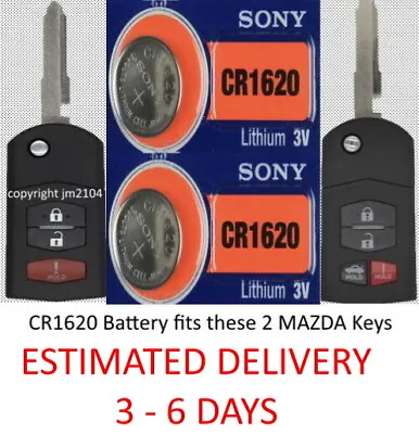 2 PK - Key Fob Remote Entry Battery SONY/MURATA CR1620 Fits Mazda Keys Pictured • $5.95