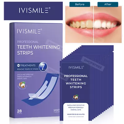 $13.60 • Buy New Teeth Whitening Strips Safe White Tooth Clean Gel Bleach Dental Strength