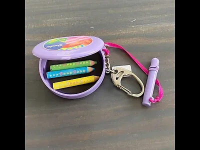 $6.47 • Buy Mattel Barbie Compact Keychain 2000 Purple With Black Paper And Colored Pencils
