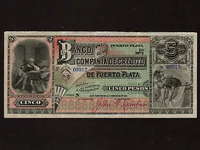 Dominican Republic:P-S105 5 Pesos 188X * Christopher Columbus * EF+ * • $280
