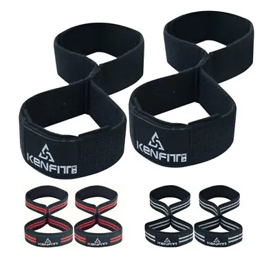 Weight Lifting Straps Figure 8 Padded Gym Support Deadlift Wrist Strap By KENFIT • £5.95
