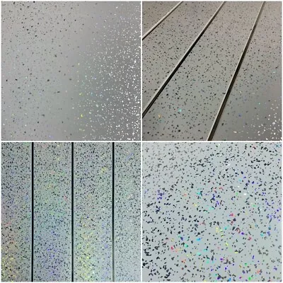 £0.99 • Buy Grey Or White Sparkle Bathroom Cladding Ceiling Panels Shower Wall PVC Wet Room
