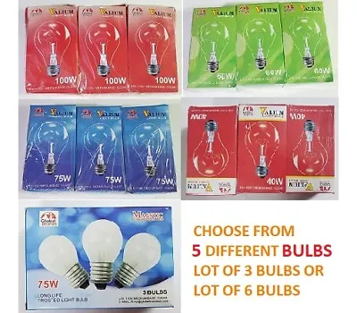 LOT OF VALIUM LIGHT BULBS 40W Thru 100W  A19 MEDIUM BASE CLEAR 110V FROSTED 75W • $11.95