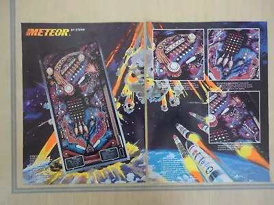 Meteor Pinball Machine 2 Page Original Magazine Pull Out Advertisement • $19.88