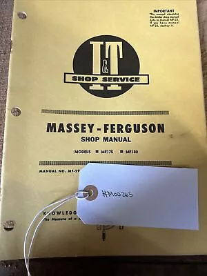 I&T Massey-Ferguson Shop Manual Models MF175/180 • $20