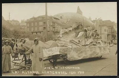 OR Astoria RPPC 1911 CENTENNIAL PARADE FLOAT KING Of COLUMBIA Giant King Salmon • £38.54