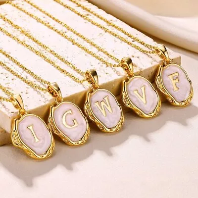 26 Letters Gold Plated Chain Charm Pendant Necklace Jewelry Women Men Gift • $3.34