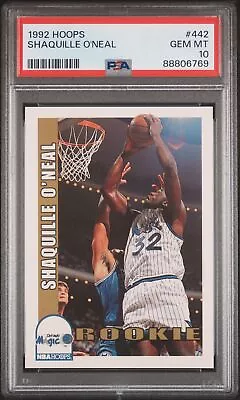 1992 Hoops #442 Shaquille O'Neal PSA 10 RC Orlando MAGIC HOF • $14.50