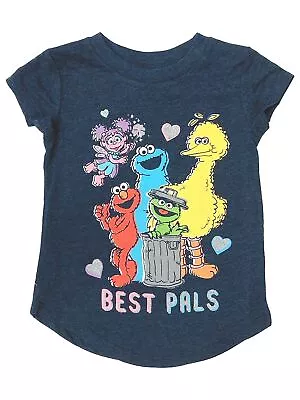 Jumping Beans Toddler Girls Blue Sparkle Best Pals Elmo Big Bird Tee Shirt • $14.99