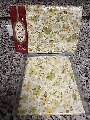 Vintage 60s 70s Full Size Bedsheet & 2 Pillowcases~Cannon Mills Floral “Meadow B • $27.99