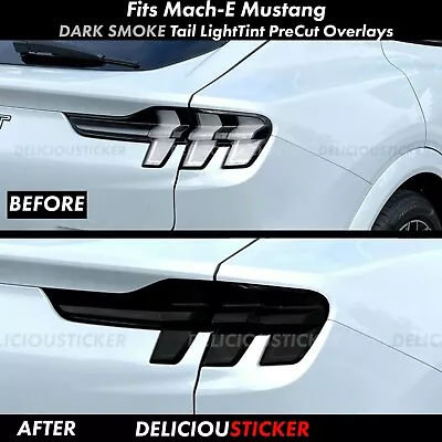 Fits 2021-2023 Ford Mach-E Mustang Tail Light SMOKE Tint Rear Vinyl Overlays • $27.99