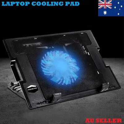 Adjustable Anti Slip Laptop Cooling Pad Stand With 2 USB Port Black Cooler Fan • $22.99