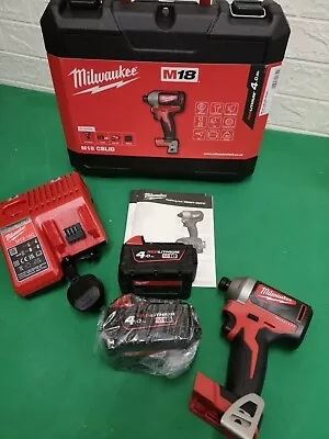 Milwaukee M18CBLID 18v Li-Ion Cordless Brushless Impact Driver  2 Batteries NEW • £220