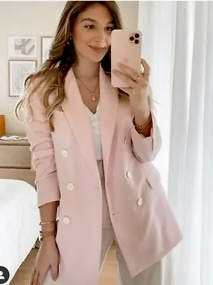 $54.89 • Buy Zara Woman Nwt Double Breasted Blazer With Pockets Pink Jacket Size S 3031/701
