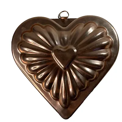 Vintage Metal Jello Mold Wall Decor Heart Kitchen Cake Pan Copper Color • $9.95