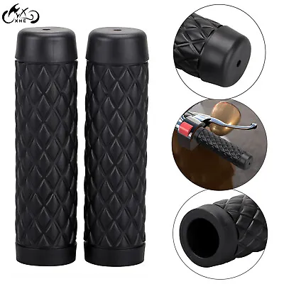 Black Rubber 1  Handle Bar Hand Grips For Harley Touring Softail Sportster XL883 • $15.98