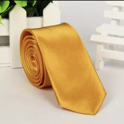 Mens Solid Silk Tie Yellow Plain Necktie Wedding Business Classic  Tie • $6.99